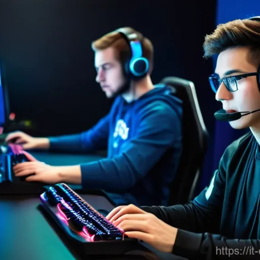 e스포츠 프로팀 연습실 공개 - **Prompt 1: Intense Gaming Session in a High-Tech Gaming House** "A diverse group of five profes...