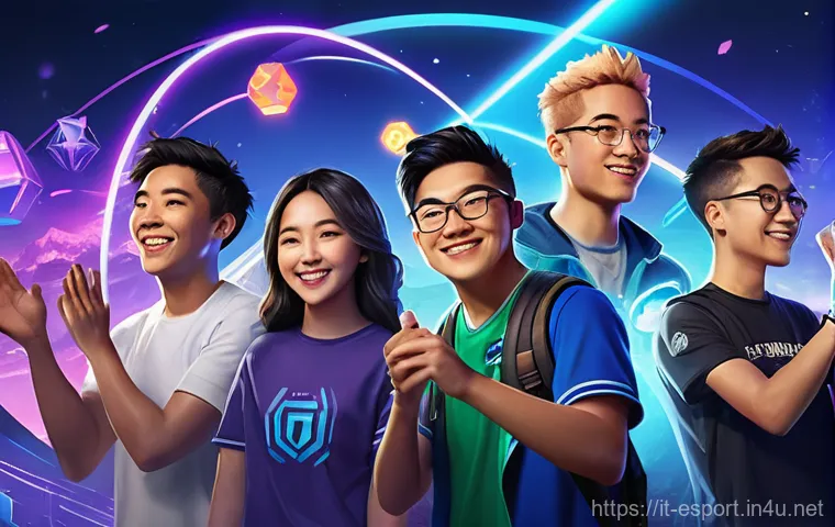 롤 관련 국제 협력 사례 - **Prompt 1: Global Unity in Gaming** "A vibrant, dynamic illustration depicting a diverse group ...