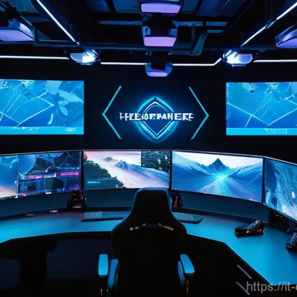 LOL e스포츠 전적 통계 - **A high-tech esports analytics command center.** The scene is futuristic and clean, with multiple l...