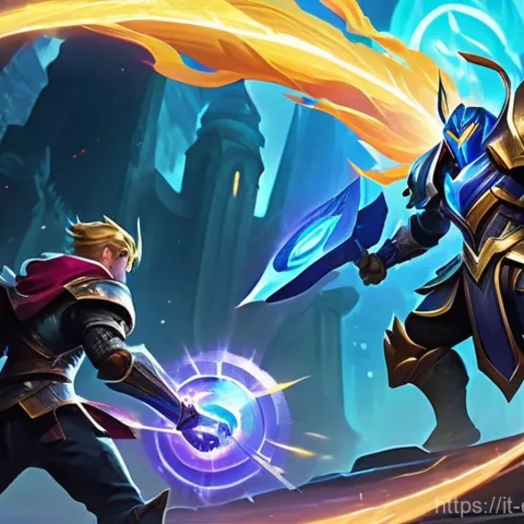 LOL 커뮤니티 핫이슈 - A dynamic, action-packed scene showcasing several iconic League of Legends champions. In the foregro...