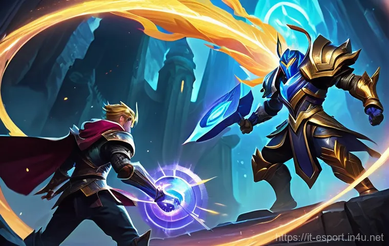 LOL 커뮤니티 핫이슈 - A dynamic, action-packed scene showcasing several iconic League of Legends champions. In the foregro...