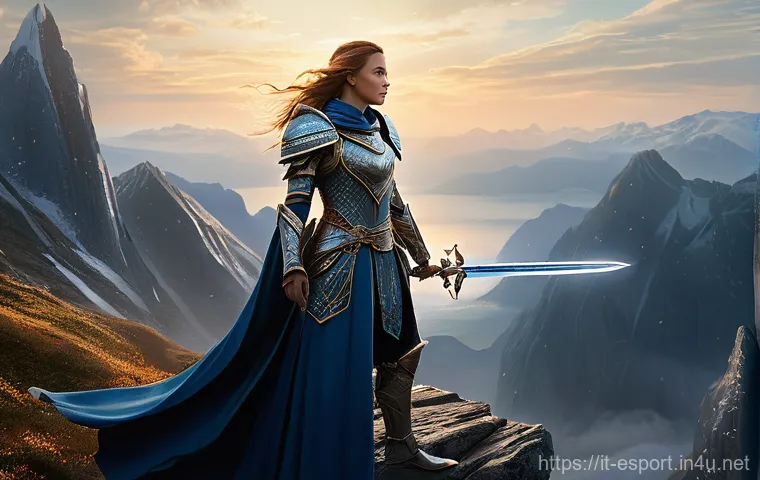 롤 챔피언 스킨 리워크 - **Prompt 1: Epic Fantasy Female Warrior** "A majestic female warrior stands triumphantly on a ro...