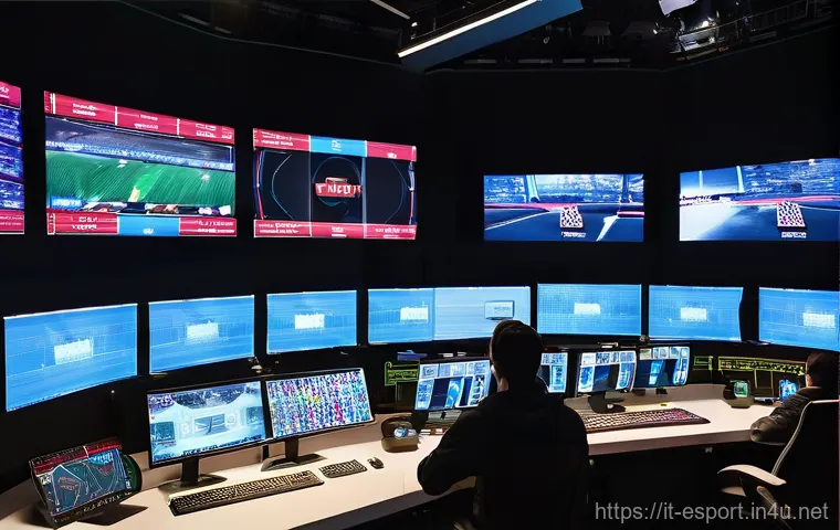 LOL e스포츠 중계 장비 - **Prompt 1: High-Tech E-sports Production Control Room** A highly dynamic and advanced e-sports ...
