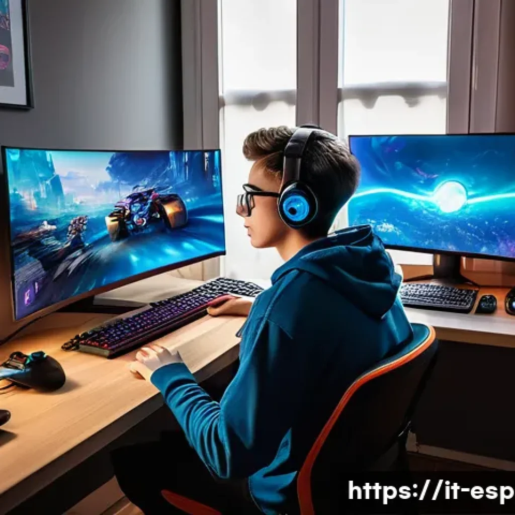 페이커 본명과 프로필 - A focused teenage esports player sitting at a sleek gaming desk in a modern Italian bedroom, wearing...